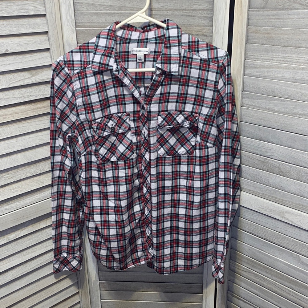 Croft & Barrow Red Green and Black Plaid Button Down Shirt